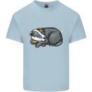 A Sleeping Badger Mens Cotton T-Shirt Tee Top Light Blue