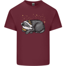 A Sleeping Badger Mens Cotton T-Shirt Tee Top Maroon