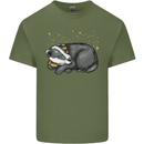 A Sleeping Badger Mens Cotton T-Shirt Tee Top Military Green