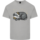 A Sleeping Badger Mens Cotton T-Shirt Tee Top Sports Grey