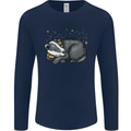 A Sleeping Badger Mens Long Sleeve T-Shirt Navy Blue