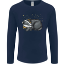 A Sleeping Badger Mens Long Sleeve T-Shirt Navy Blue
