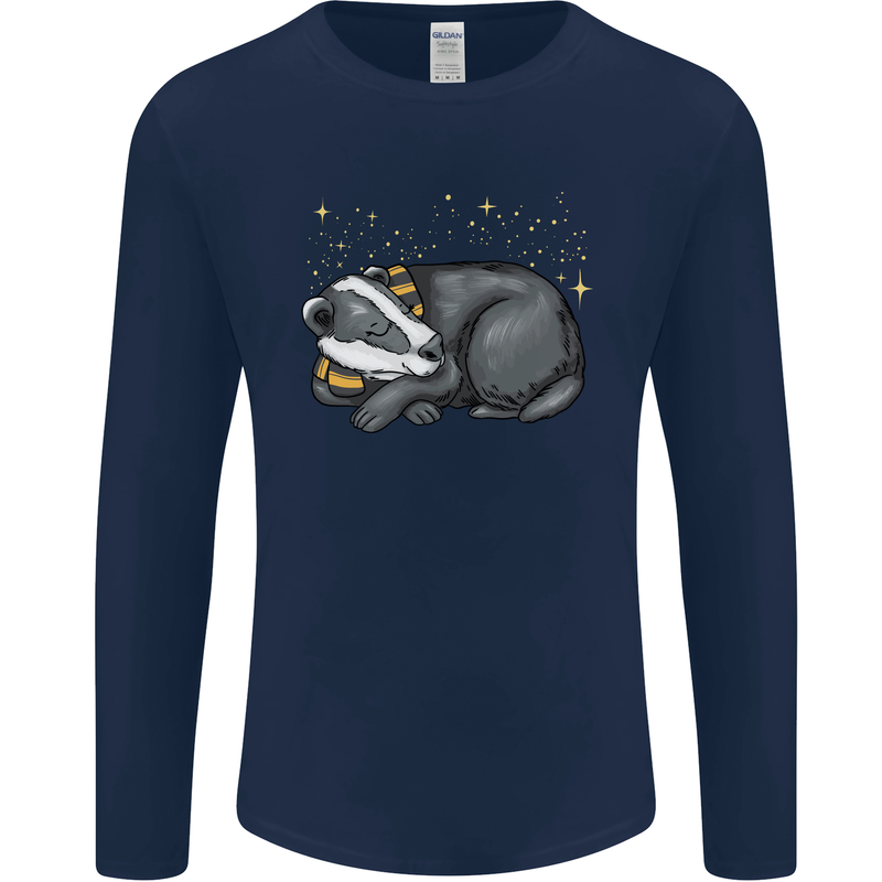 A Sleeping Badger Mens Long Sleeve T-Shirt Navy Blue