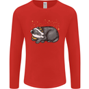 A Sleeping Badger Mens Long Sleeve T-Shirt Red