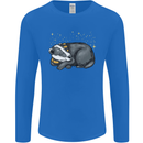 A Sleeping Badger Mens Long Sleeve T-Shirt Royal Blue