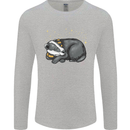 A Sleeping Badger Mens Long Sleeve T-Shirt Sports Grey