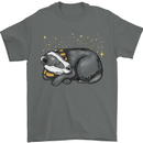A Sleeping Badger Mens T-Shirt 100% Cotton Charcoal