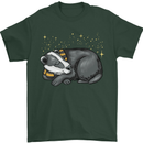 A Sleeping Badger Mens T-Shirt 100% Cotton Forest Green