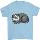 A Sleeping Badger Mens T-Shirt 100% Cotton Light Blue
