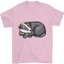 A Sleeping Badger Mens T-Shirt 100% Cotton Light Pink