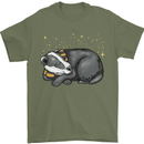 A Sleeping Badger Mens T-Shirt 100% Cotton Military Green