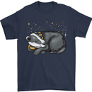 A Sleeping Badger Mens T-Shirt 100% Cotton Navy Blue