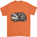 A Sleeping Badger Mens T-Shirt 100% Cotton Orange
