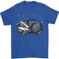 A Sleeping Badger Mens T-Shirt 100% Cotton Royal Blue