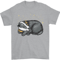 A Sleeping Badger Mens T-Shirt 100% Cotton Sports Grey