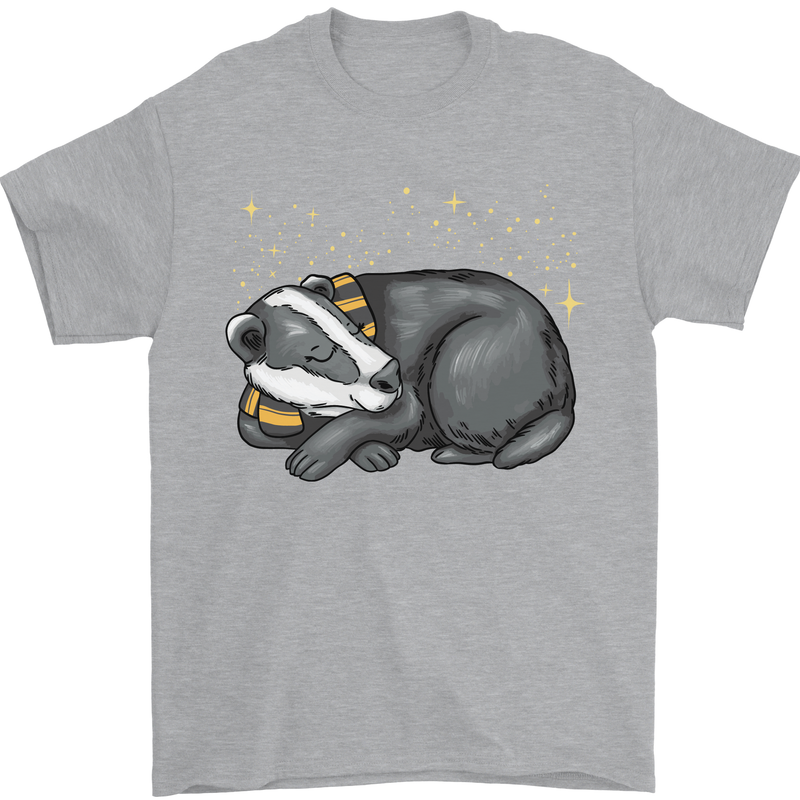 A Sleeping Badger Mens T-Shirt 100% Cotton Sports Grey