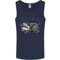A Sleeping Badger Mens Vest Tank Top Navy Blue