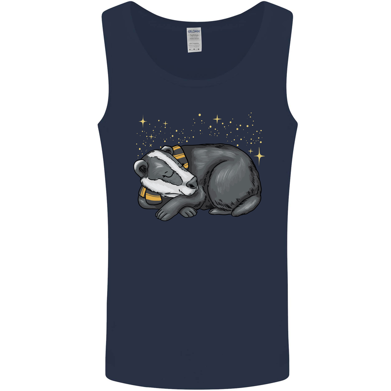 A Sleeping Badger Mens Vest Tank Top Navy Blue