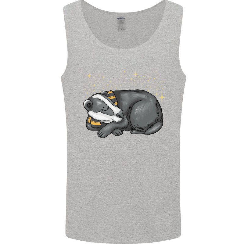 A Sleeping Badger Mens Vest Tank Top Sports Grey
