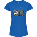 A Sleeping Badger Womens Petite Cut T-Shirt Royal Blue