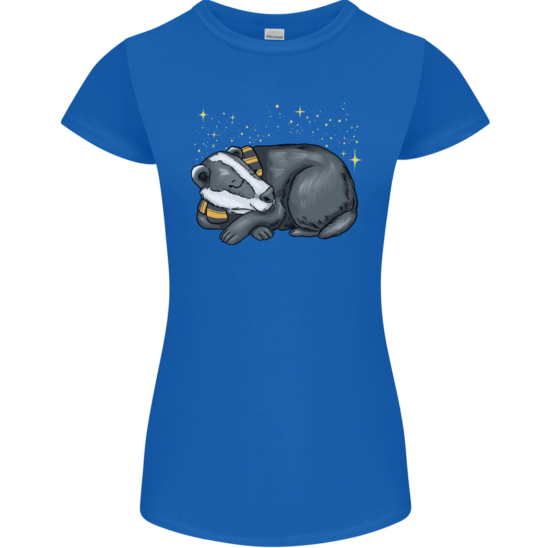 A Sleeping Badger Womens Petite Cut T-Shirt Royal Blue