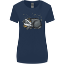 A Sleeping Badger Womens Wider Cut T-Shirt Navy Blue