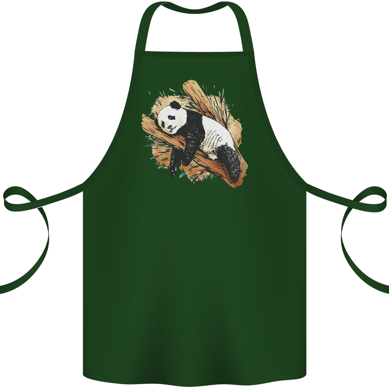 A Sleeping Panda Bear Ecology Animals Cotton Apron 100% Organic Forest Green
