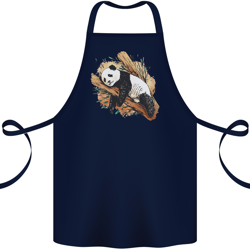 A Sleeping Panda Bear Ecology Animals Cotton Apron 100% Organic Navy Blue