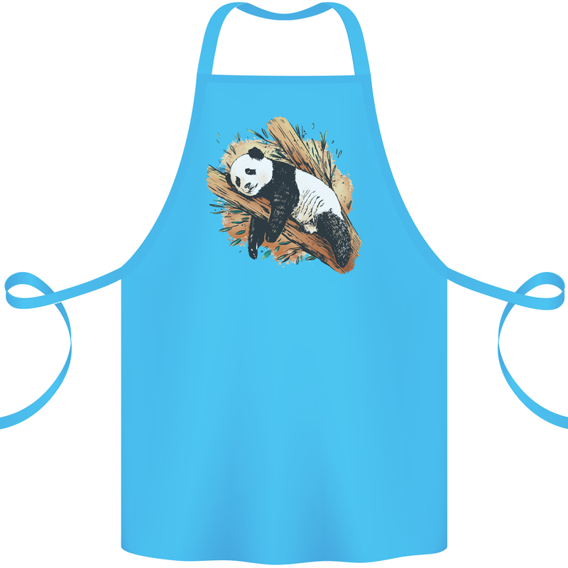 A Sleeping Panda Bear Ecology Animals Cotton Apron 100% Organic Turquoise