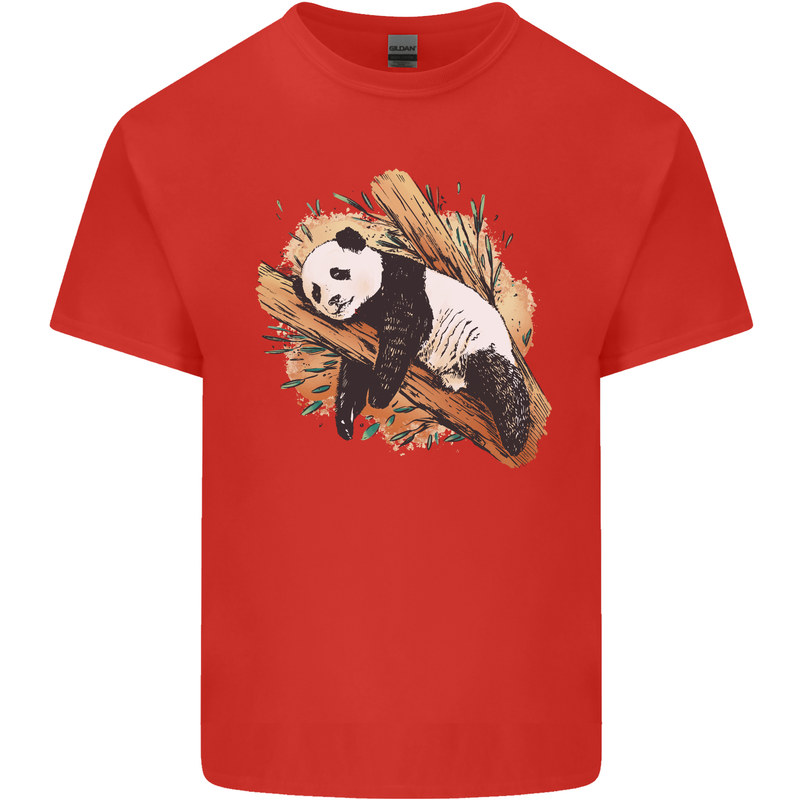A Sleeping Panda Bear Ecology Animals Kids T-Shirt Childrens Red