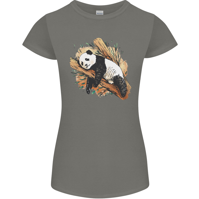 A Sleeping Panda Bear Ecology Animals Womens Petite Cut T-Shirt Charcoal