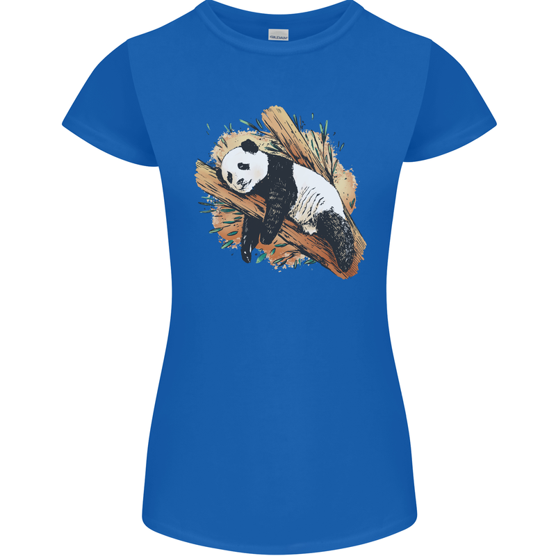 A Sleeping Panda Bear Ecology Animals Womens Petite Cut T-Shirt Royal Blue