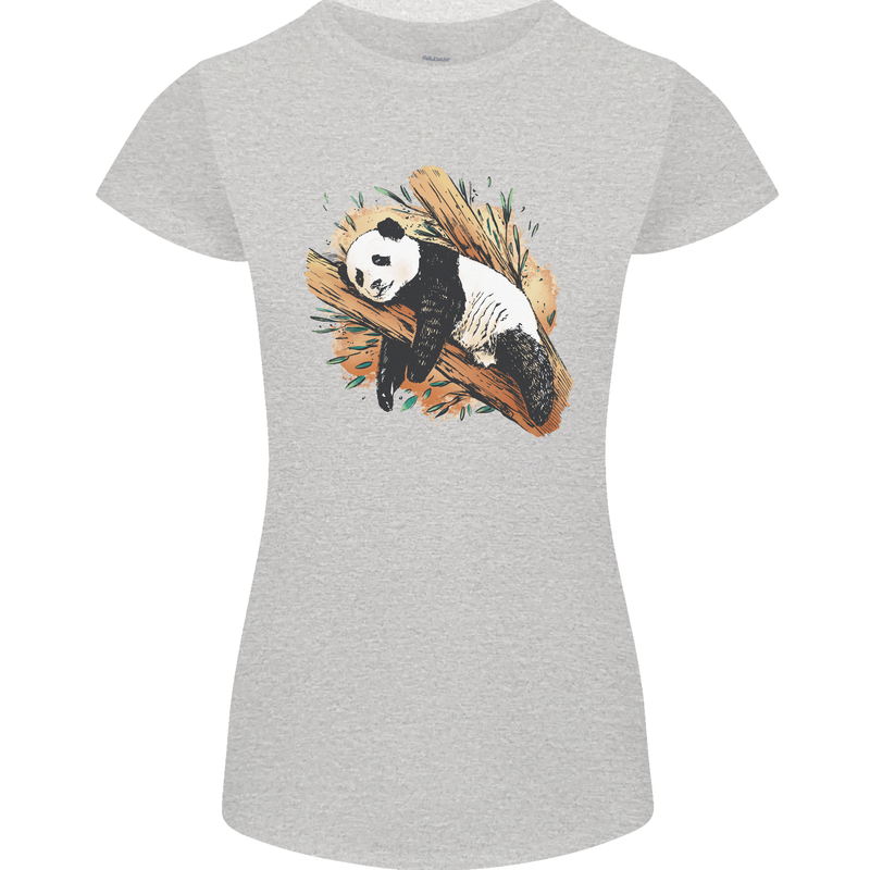 A Sleeping Panda Bear Ecology Animals Womens Petite Cut T-Shirt Sports Grey