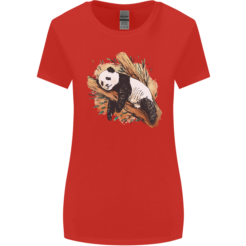 A Sleeping Panda Bear Ecology Animals Womens Wider Cut T-Shirt Red