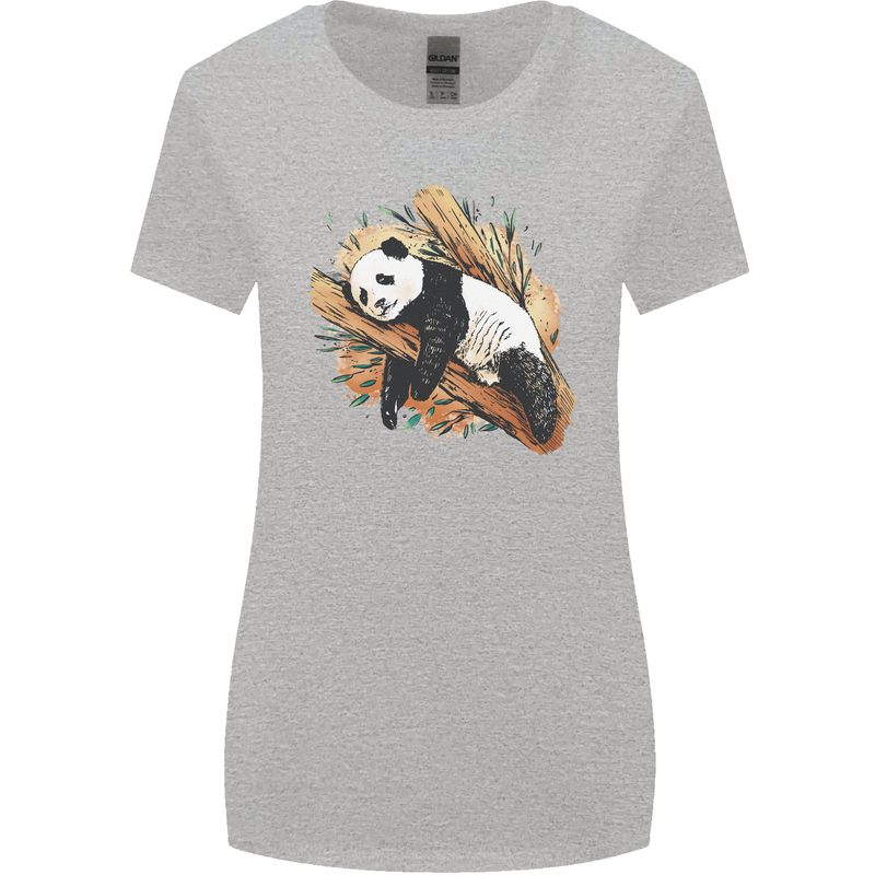 A Sleeping Panda Bear Ecology Animals Womens Wider Cut T-Shirt Sports Grey