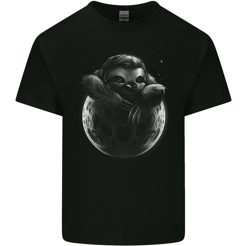 A Sloth On the Moon Kids T-Shirt Childrens Black