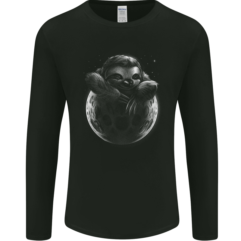 A Sloth On the Moon Mens Long Sleeve T-Shirt Black