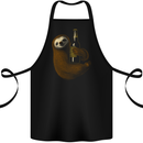 A Sloth With a Bottle of Beer Wine Cider Alcohol Cotton Apron 100% Organic Black