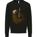 A Sloth With a Bottle of Beer Wine Cider Alcohol Kids Sweatshirt Jumper Black