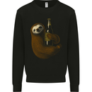 A Sloth With a Bottle of Beer Wine Cider Alcohol Mens Sweatshirt Jumper Black