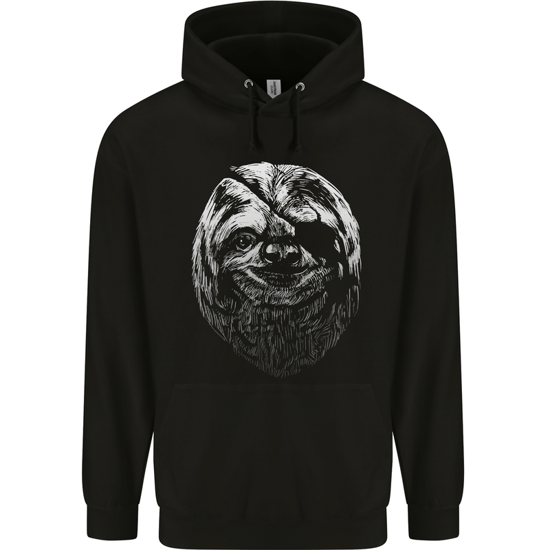 A Sloth With an Eye Patch Childrens Kids Hoodie Black