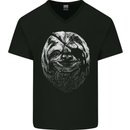 A Sloth With an Eye Patch Mens V-Neck Cotton T-Shirt Black