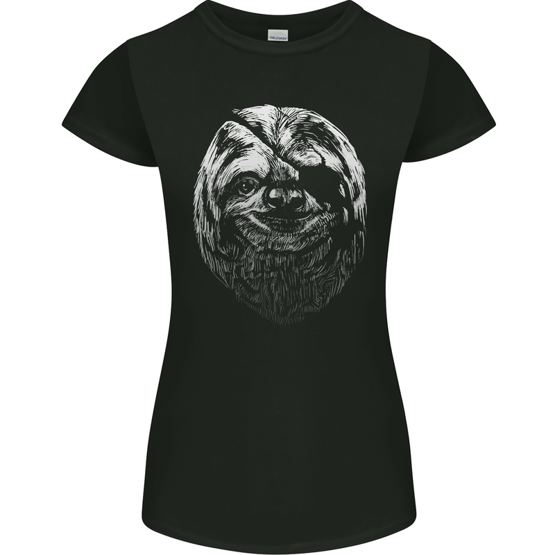 A Sloth With an Eye Patch Womens Petite Cut T-Shirt Black