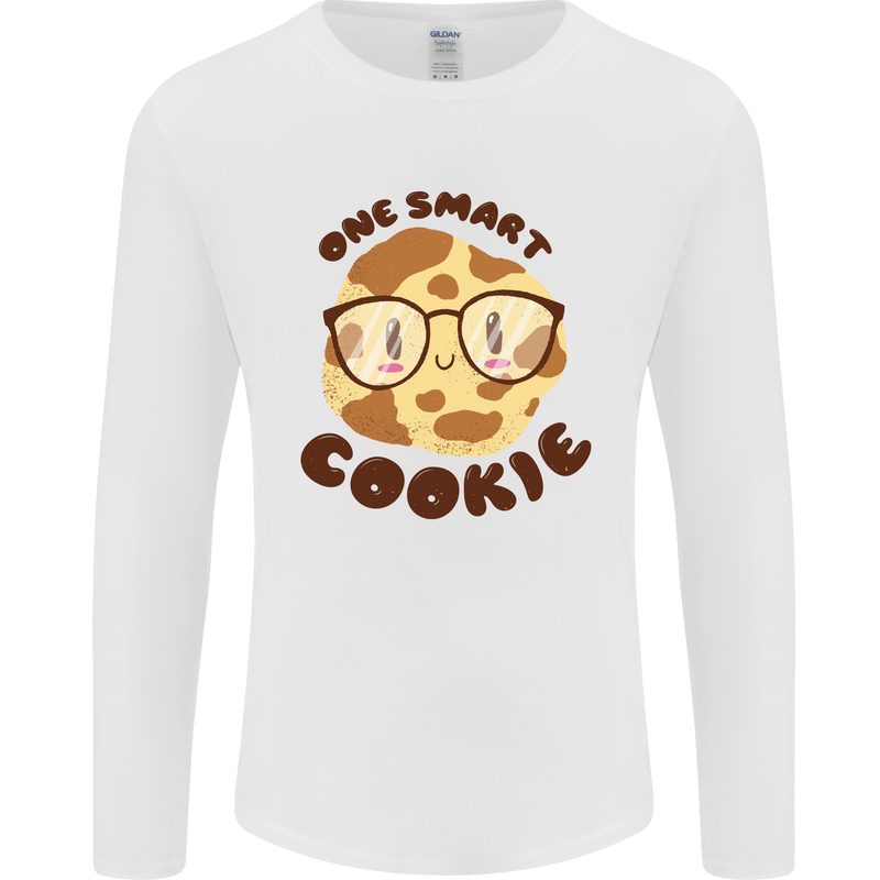 A Smart Cookie Funny Food Nerd Geek Maths Mens Long Sleeve T-Shirt White