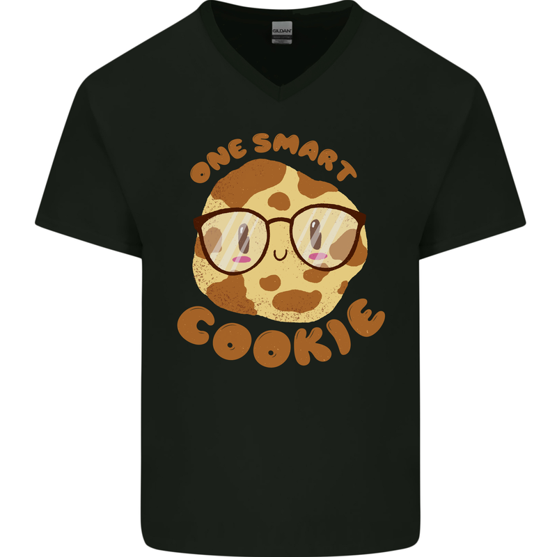 A Smart Cookie Funny Food Nerd Geek Science Mens V-Neck Cotton T-Shirt Black