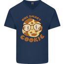 A Smart Cookie Funny Food Nerd Geek Science Mens V-Neck Cotton T-Shirt Navy Blue