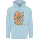 A Snail Playing the Banjo Under a Mushroom Childrens Kids Hoodie Light Blue