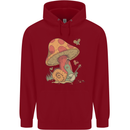 A Snail Playing the Banjo Under a Mushroom Childrens Kids Hoodie Red