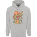 A Snail Playing the Banjo Under a Mushroom Childrens Kids Hoodie Sports Grey
