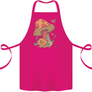 A Snail Playing the Banjo Under a Mushroom Cotton Apron 100% Organic Pink